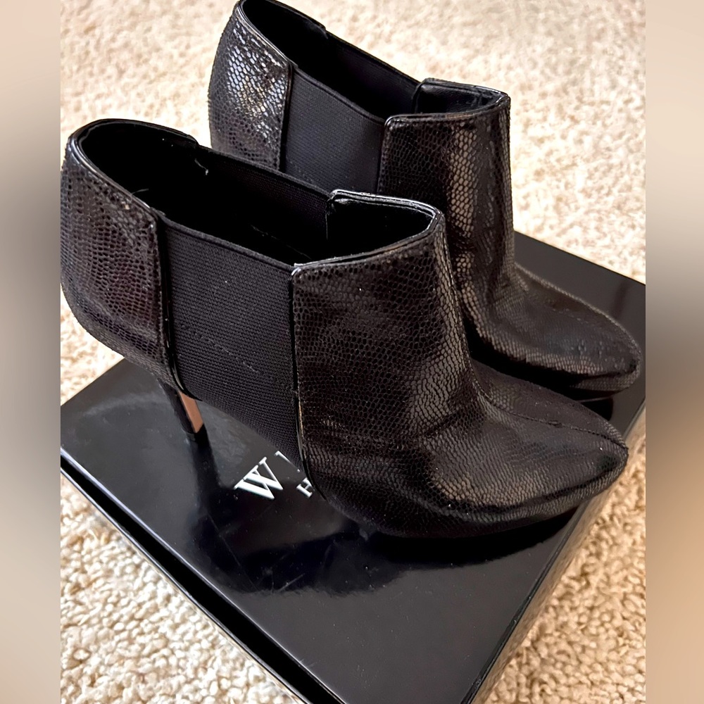 WHBM Black Lizard Embossed Leather Shortie
